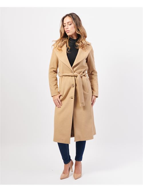 Manteau long en tissu MDM avec ceinture MADEMOISELLE DU MONDE | F537-7097CAMMELLO